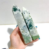 8 Pieces Large Geode White Moss Agate Point - Wholesale Crystals