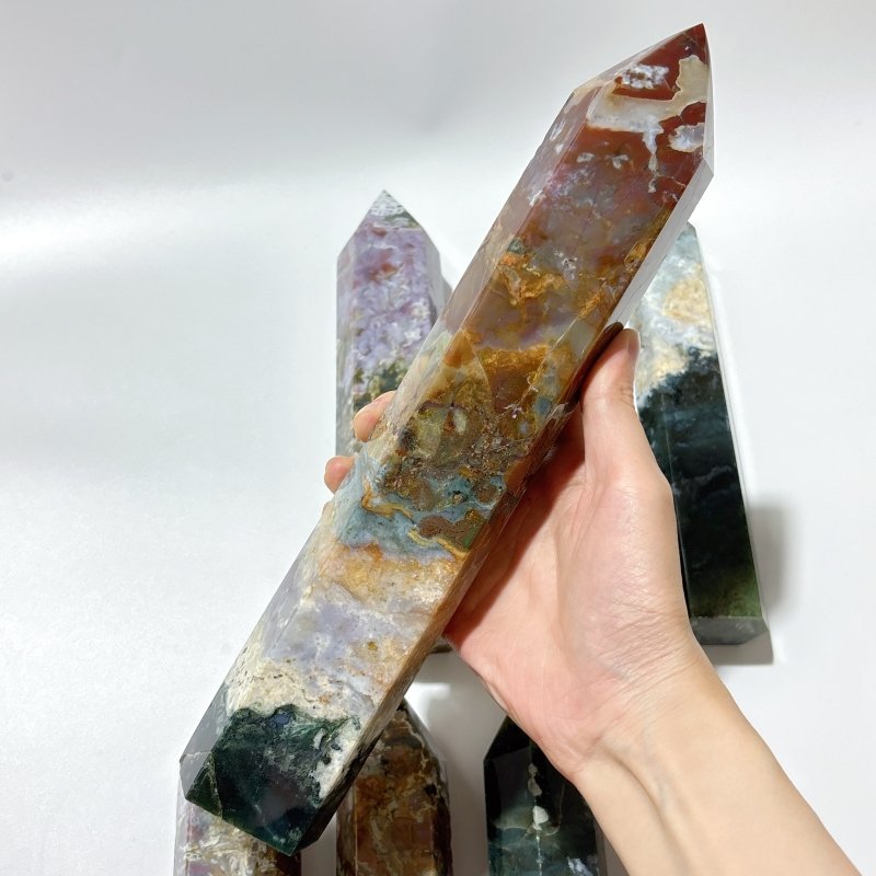 8 Pieces Large Ocean Jasper Points - Wholesale Crystals