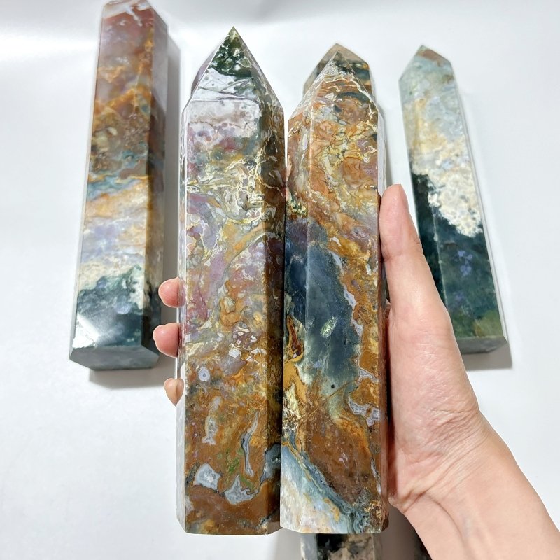 8 Pieces Large Ocean Jasper Points - Wholesale Crystals