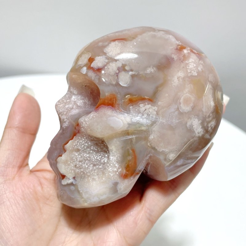 8 Pieces Large Sakura Agate Skull Carving - Wholesale Crystals