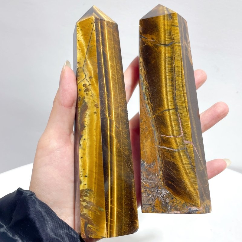 8 Pieces Large Tiger Eye Tower Points - Wholesale Crystals