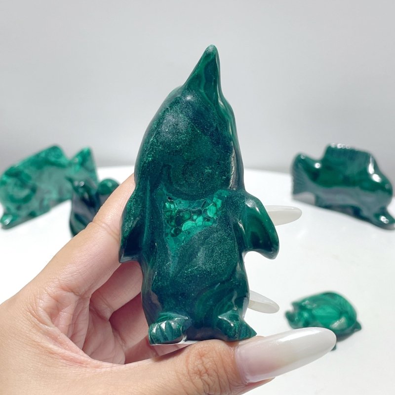 8 Pieces Malachite Sea Animals Carving - Wholesale Crystals