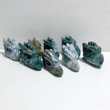 8 Pieces Moss Agate Dragon Head Carving Closeout -Wholesale Crystals