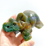 8 Pieces Moss Agate Elephant Carving - Wholesale Crystals