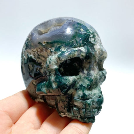 8 Pieces Moss Agate Skull Carving - Wholesale Crystals