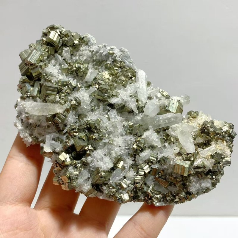 8 Pieces Pyrite Mixed Clear Quartz Cluster Specimen For Collection - Wholesale Crystals