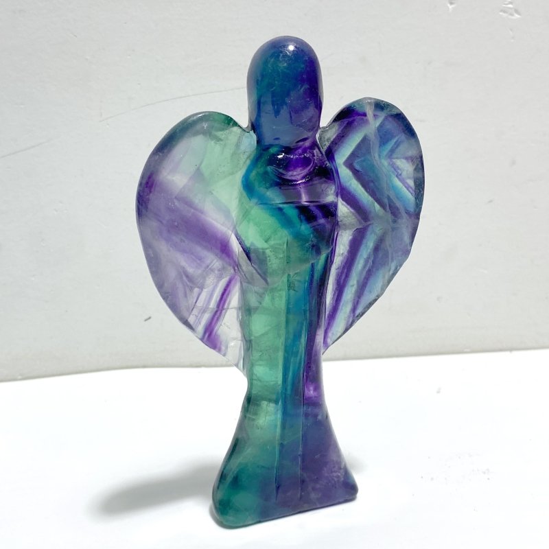 8 Pieces Rainbow Fluorite Angel Carving - Wholesale Crystals