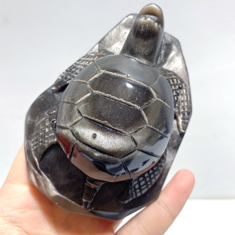 8 Pieces Silver Sheen Obsidian Animals Carving - Wholesale Crystals