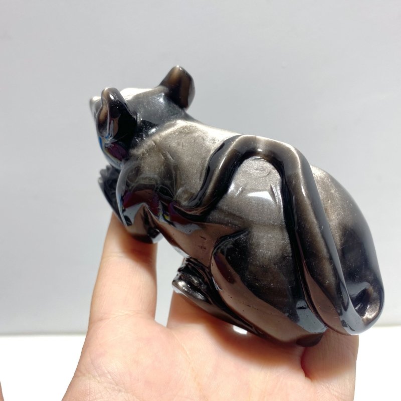 8 Pieces Silver Sheen Obsidian Animals Carving - Wholesale Crystals