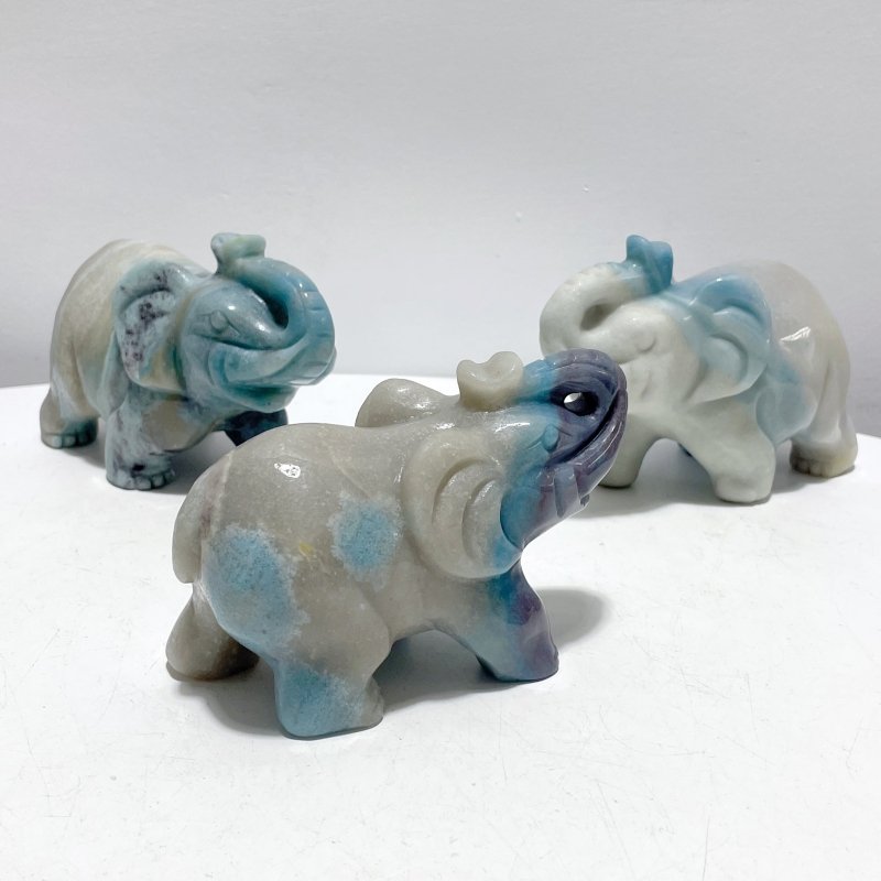 8 Pieces Trolleite Elephant Carving - Wholesale Crystals