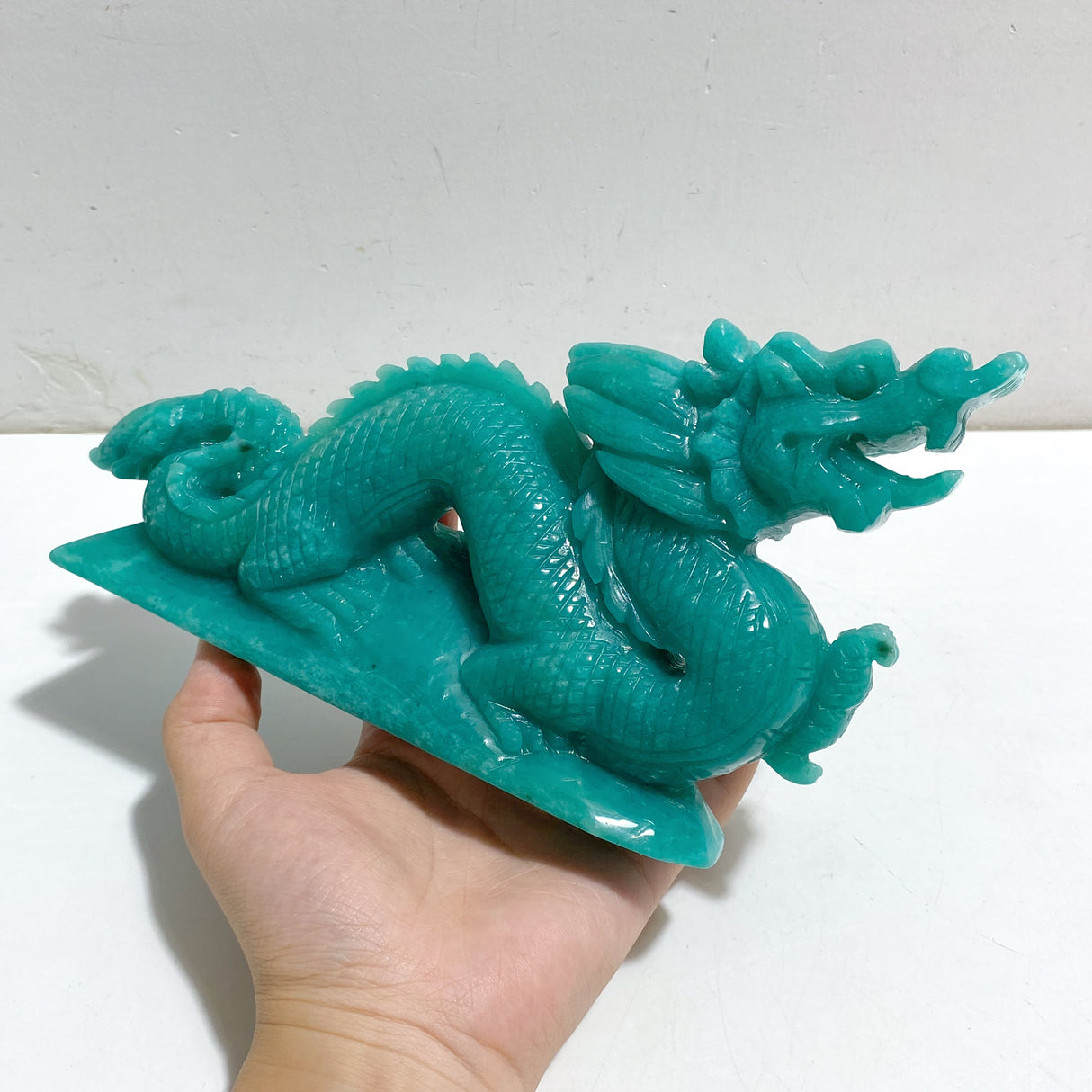 High Quality Amazonite Chinese Dragon Carving