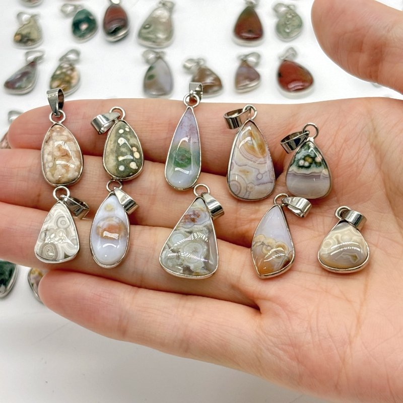 81 Pieces Beautiful Vein Ocean Japser Pendant - Wholesale Crystals