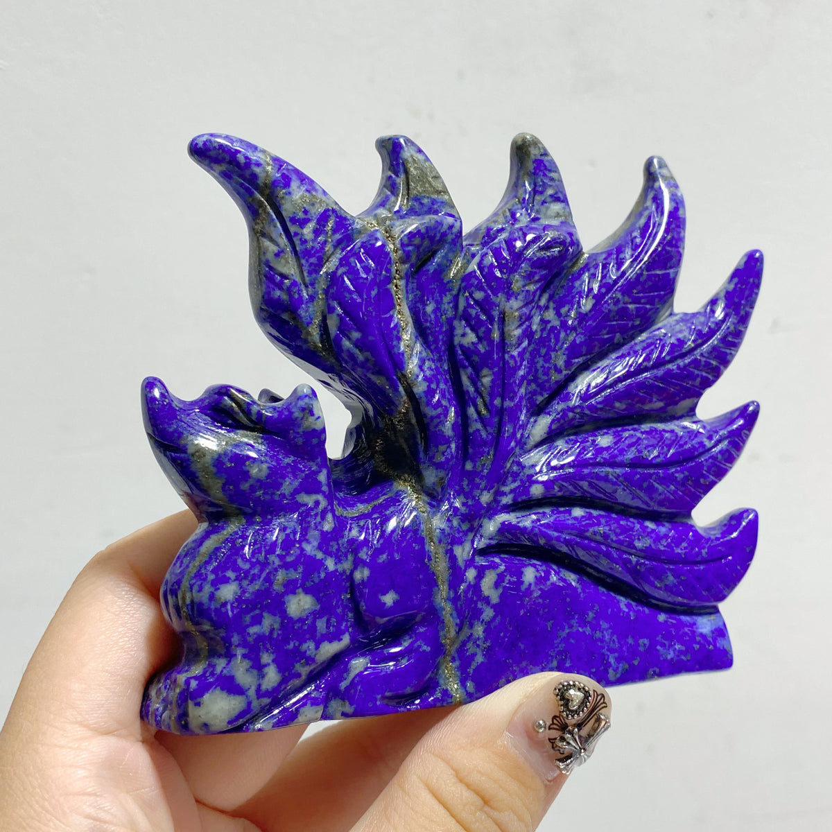 7 Pieces Lapis Lazuli Nine-tailed Fox Carving