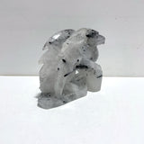 Unique Black Tourmaline Flying Dragon Castle Carving