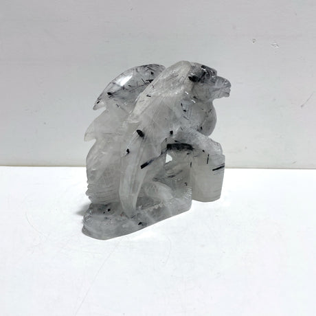 Unique Black Tourmaline Flying Dragon Castle Carving