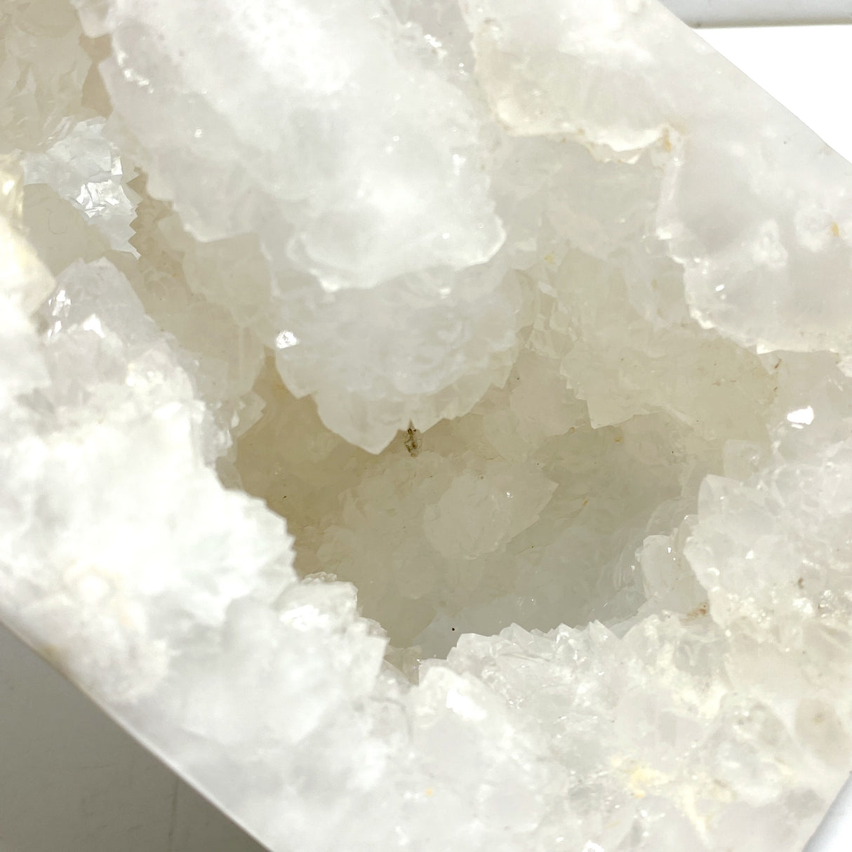 Large Geode Druzy White Moss Agate Four-sided Point