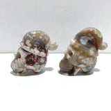 2 Pieces Sakura Flower Agate Christmas Hat Skull Carving