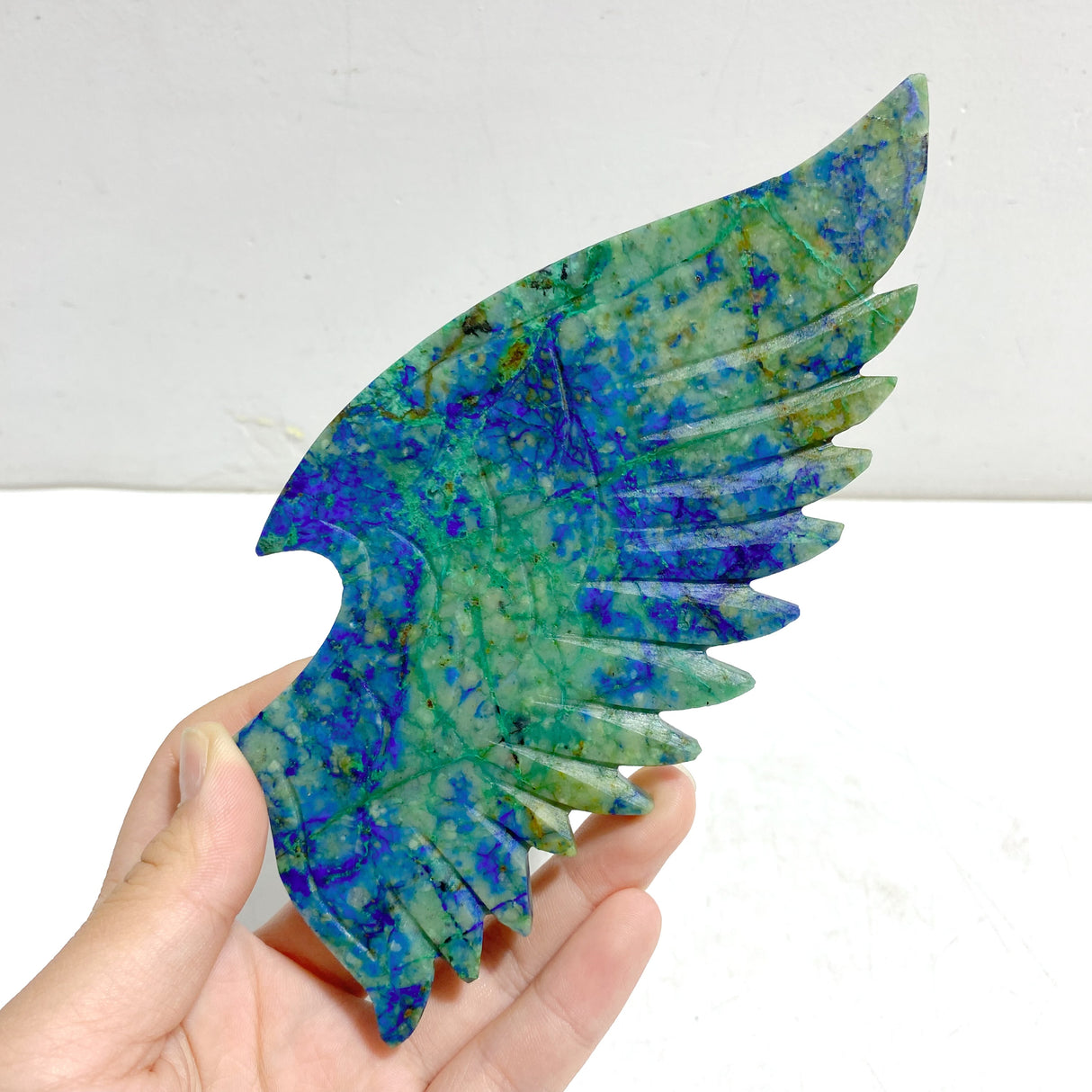 Phoenix Pine Stone Demon And Angel Wing Carving With Stand