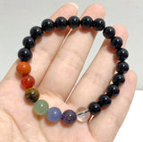 8mm 7 Chakra Mixed Black Obsidian Bracelets Wholesale -Wholesale Crystals