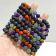 8mm 7 Chakra Mixed Lava Rock Stone Bracelets Wholesale -Wholesale Crystals