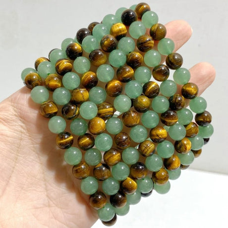 8mm Green Aventurine Mixed Tiger Eye Bracelets Wholesale -Wholesale Crystals