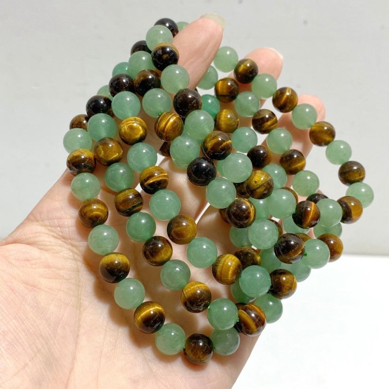 8mm Green Aventurine Mixed Tiger Eye Bracelets Wholesale -Wholesale Crystals