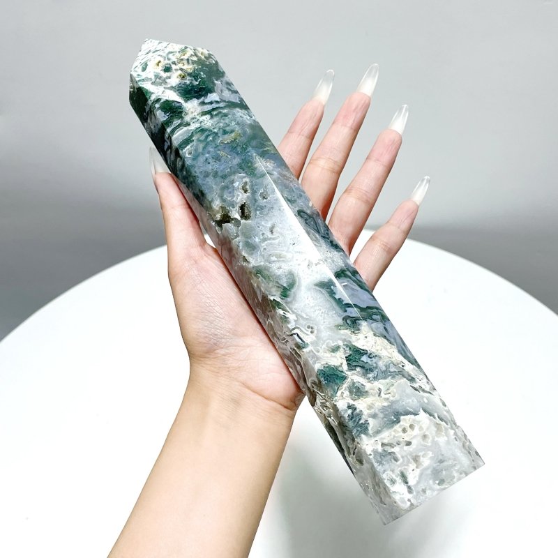 9 Pieces BBeautiful Druzy Moss Agate Geode Tower - Wholesale Crystals