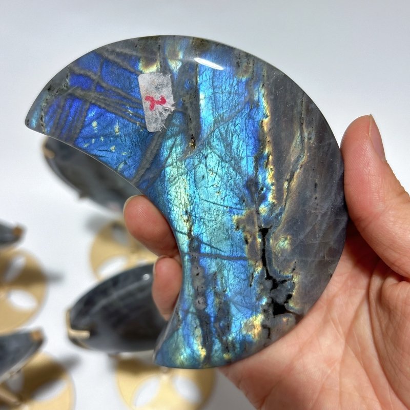9 Pieces Beautiful Labradorite Moon Carving With Stand -Wholesale Crystals