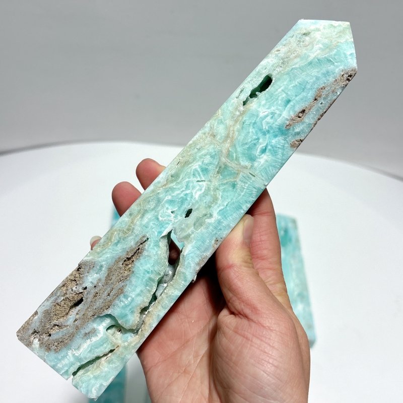 9 Pieces Blue Hemimorphite Four - Sided Tower - Wholesale Crystals