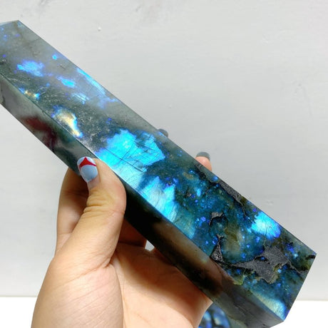 9 Pieces Flash Labradorite Four - Sided Tower Points - Wholesale Crystals