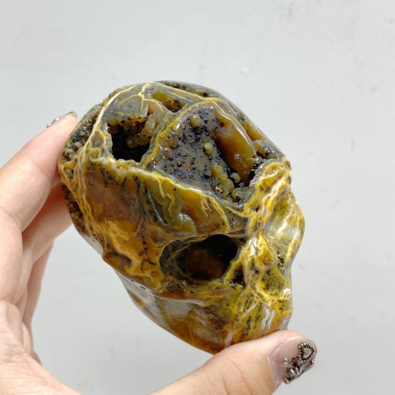 9 Pieces Geode 6th Vein Ocean Jasper Skull Carving -Wholesale Crystals