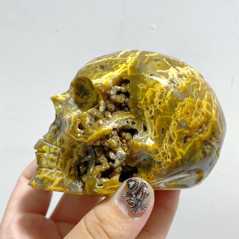 9 Pieces Geode 6th Vein Ocean Jasper Skull Carving -Wholesale Crystals