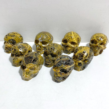 9 Pieces Geode 6th Vein Ocean Jasper Skull Carving -Wholesale Crystals