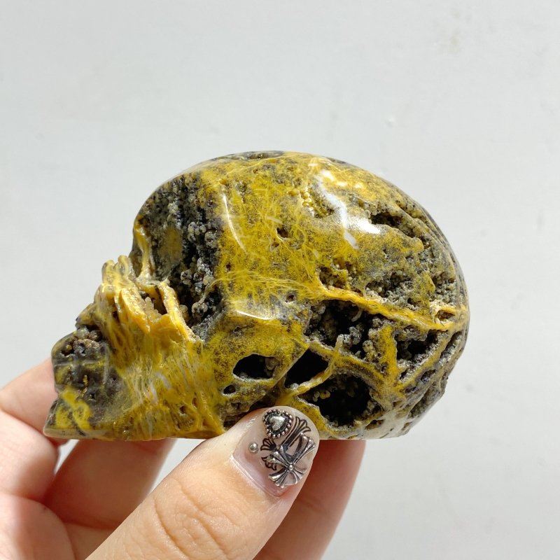 9 Pieces Geode 6th Vein Ocean Jasper Skull Carving -Wholesale Crystals