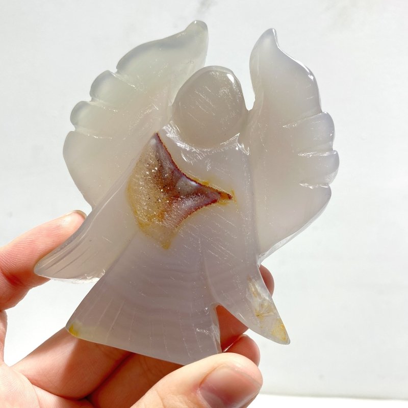 9 Pieces Geode Agate Druzy Angel Carving - Wholesale Crystals