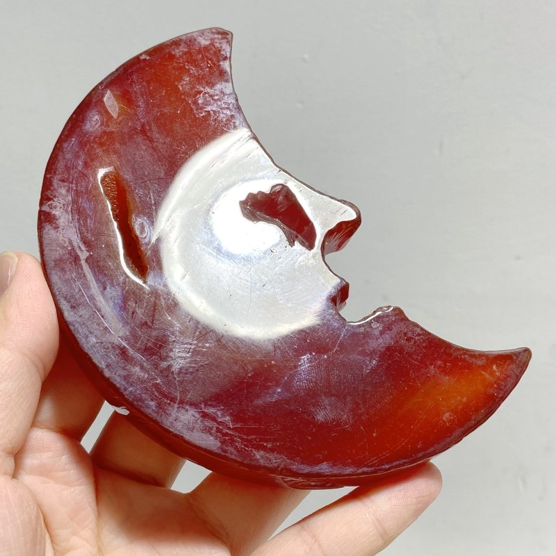9 Pieces Large Carnelian Moon Face Carving Closeout -Wholesale Crystals