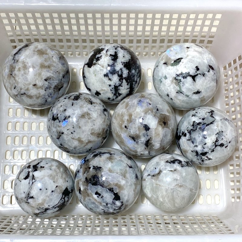 9 Pieces Large Moonstone Sphere Ball - Wholesale Crystals