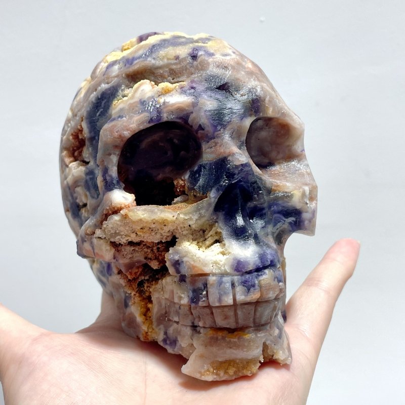 9 Pieces Large Purple Fluorite Skull Carving - Wholesale Crystals