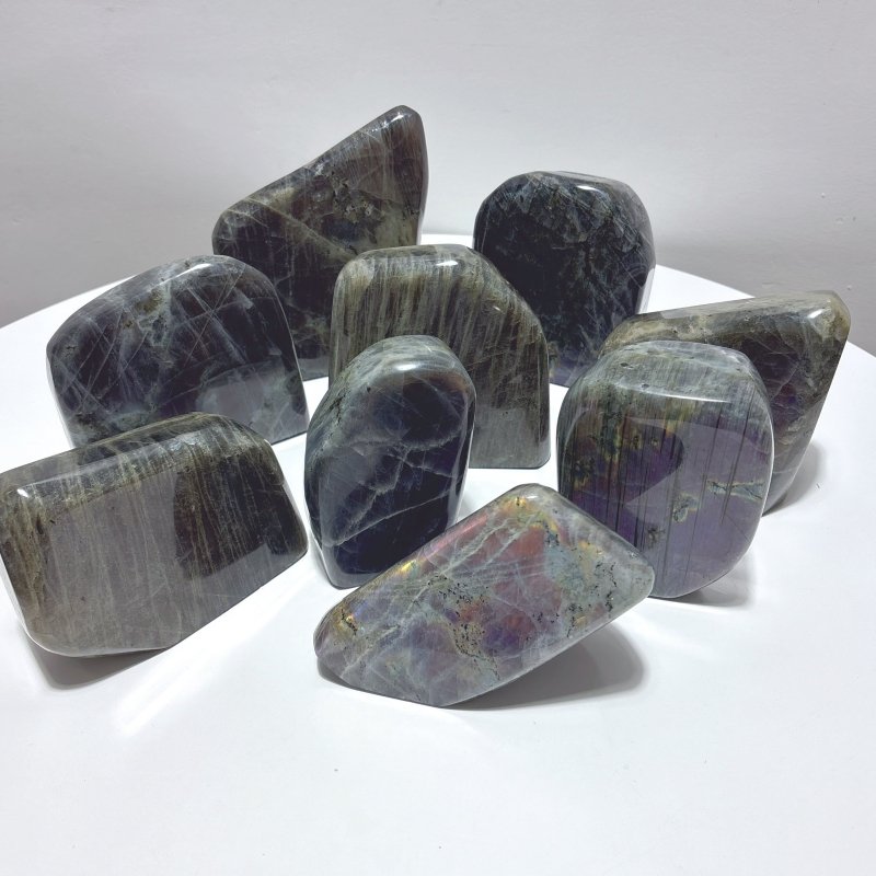 9 Pieces Large Purple Labradorite Free Form - Wholesale Crystals