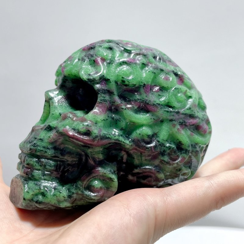 9 Pieces Ruby Zoisite Skull Carving - Wholesale Crystals