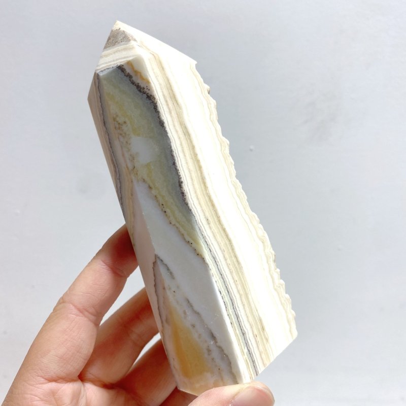 9 Pieces Stripe Yellow Calcite Points Raw Side - Wholesale Crystals