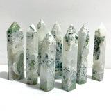 9 Pieces White Geode Druzy Moss Agate Point - Wholesale Crystals