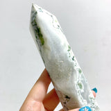 9 Pieces White Geode Druzy Moss Agate Point - Wholesale Crystals