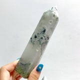 9 Pieces White Geode Druzy Moss Agate Point - Wholesale Crystals