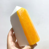 9 Pieces Yellow Calcite Points Raw Side - Wholesale Crystals