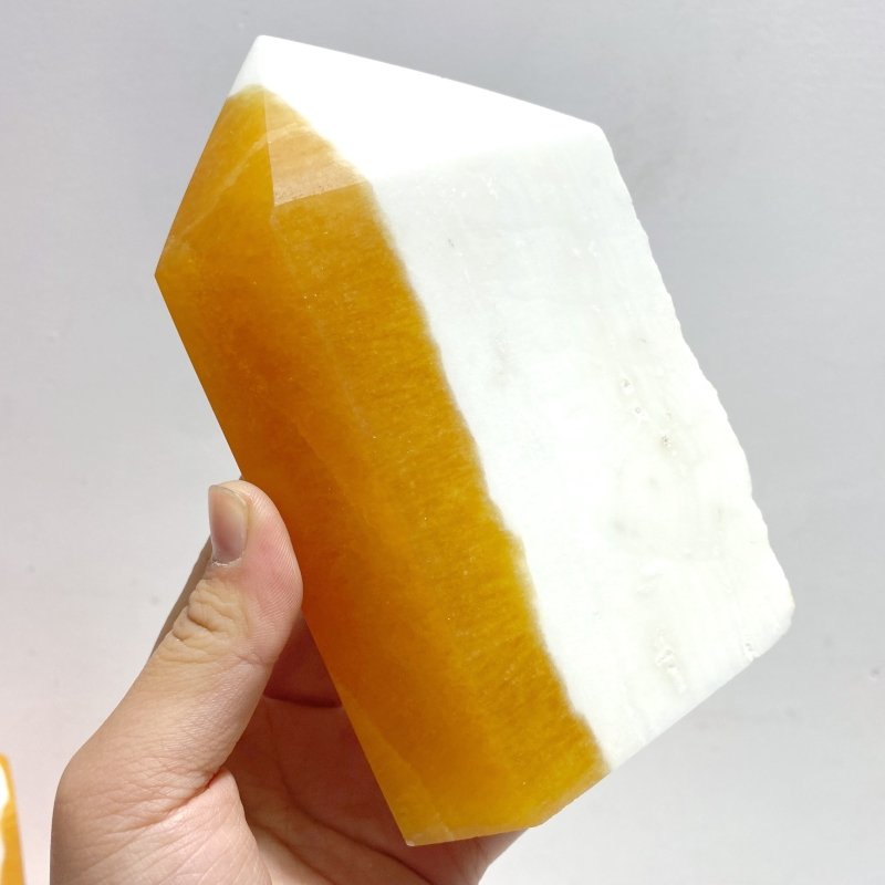 9 Pieces Yellow Calcite Points Raw Side - Wholesale Crystals