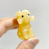 9 Types Mini Dog Carving with Bone Wholesale Rose Quartz Yellow Calcite Obsidian - Wholesale Crystals