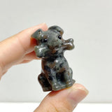 9 Types Mini Dog Carving with Bone Wholesale Rose Quartz Yellow Calcite Obsidian - Wholesale Crystals