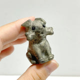 9 Types Mini Dog Carving with Bone Wholesale Rose Quartz Yellow Calcite Obsidian - Wholesale Crystals