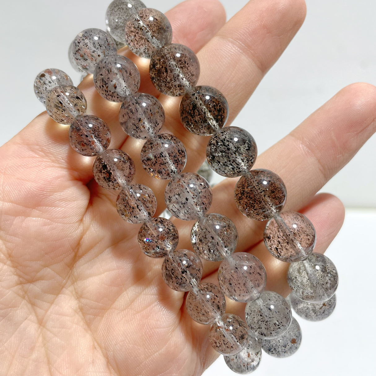 10 Pieces Black Mica Mixed Garden Quartz Bracelets